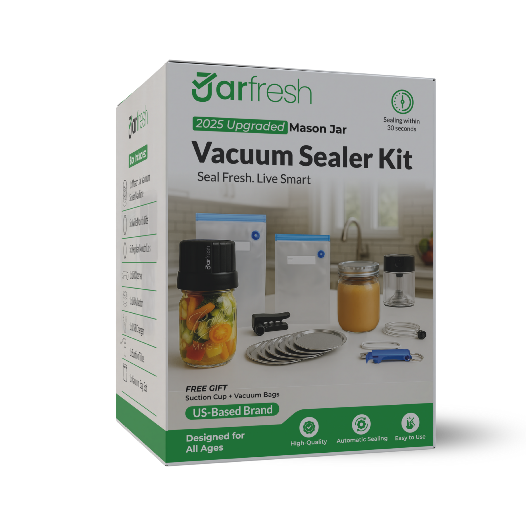 2025 Mason Jar Vacuum Sealer, JarFresh, Jar Fresh Vacuum Sealer