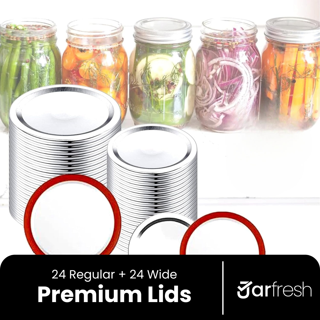 Jarfresh Mason jar Lids Bundle (Wide + Regular)