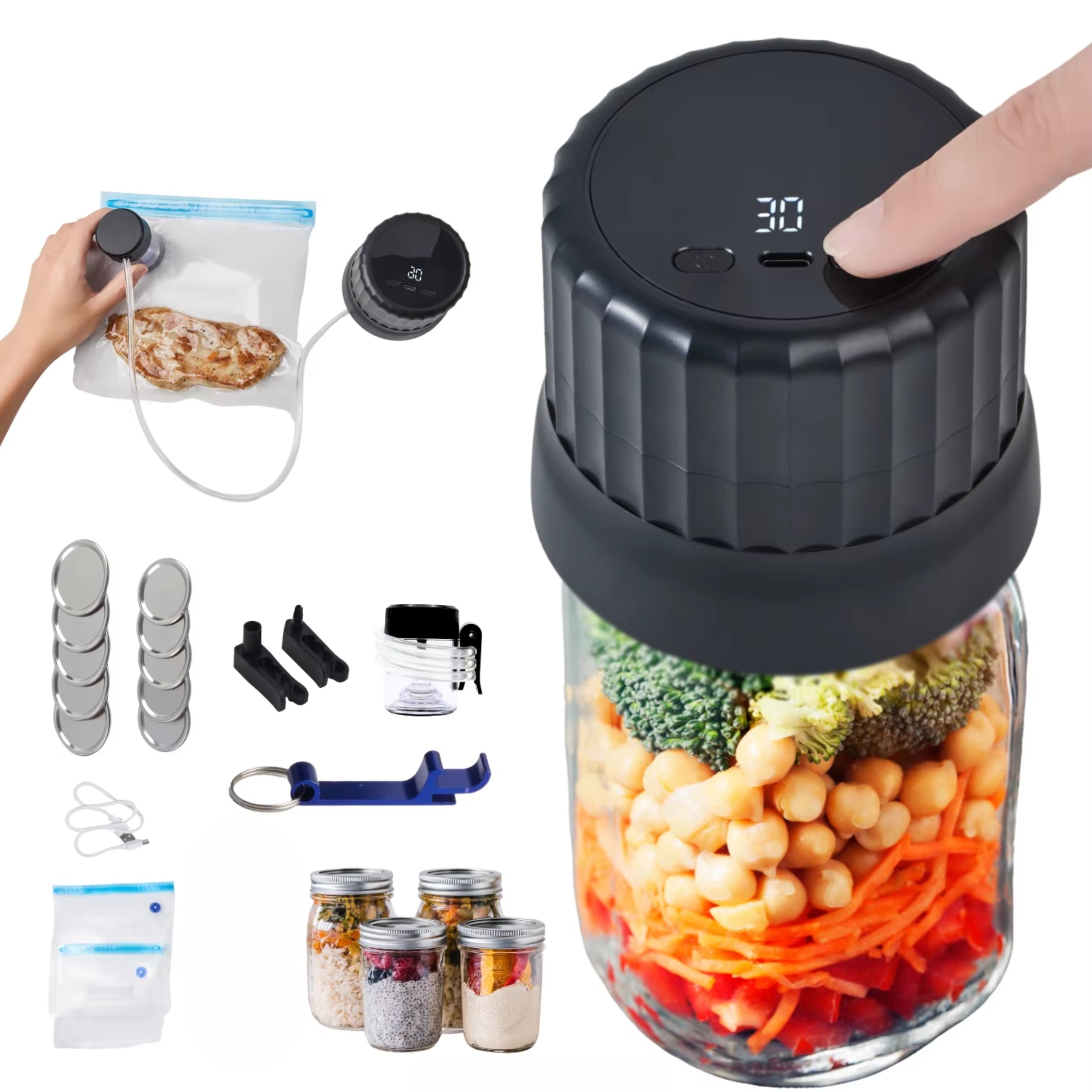 Mason jar vacuum sealer, vacuum sealer for jars, &nbsp;mason jar sealer, electric mason jar vacuum sealer, best mason jar vacuum sealer, vacuum seal glass jars